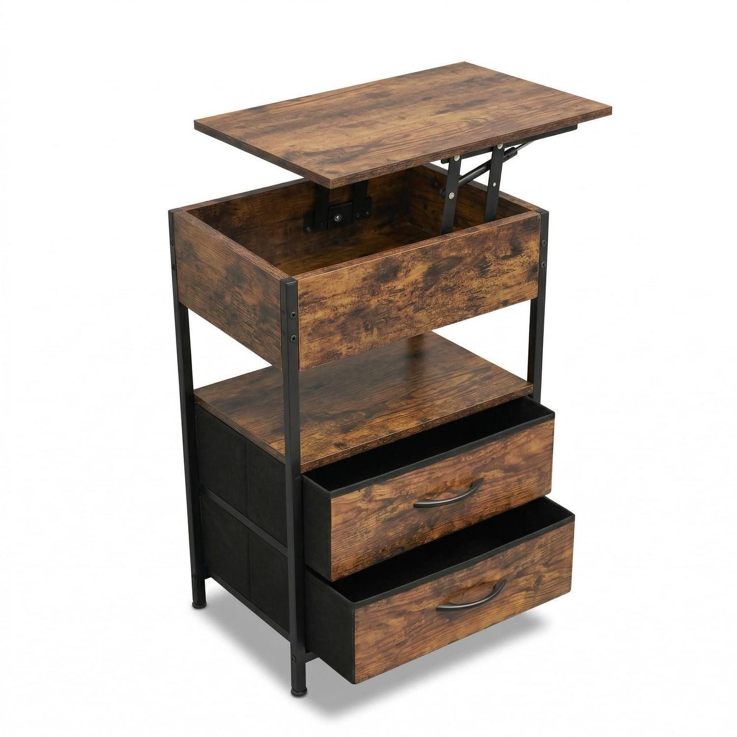LuxusKollektion Nachttisch Nachttisch Industrial mit Geheimfach Holz (1-St)