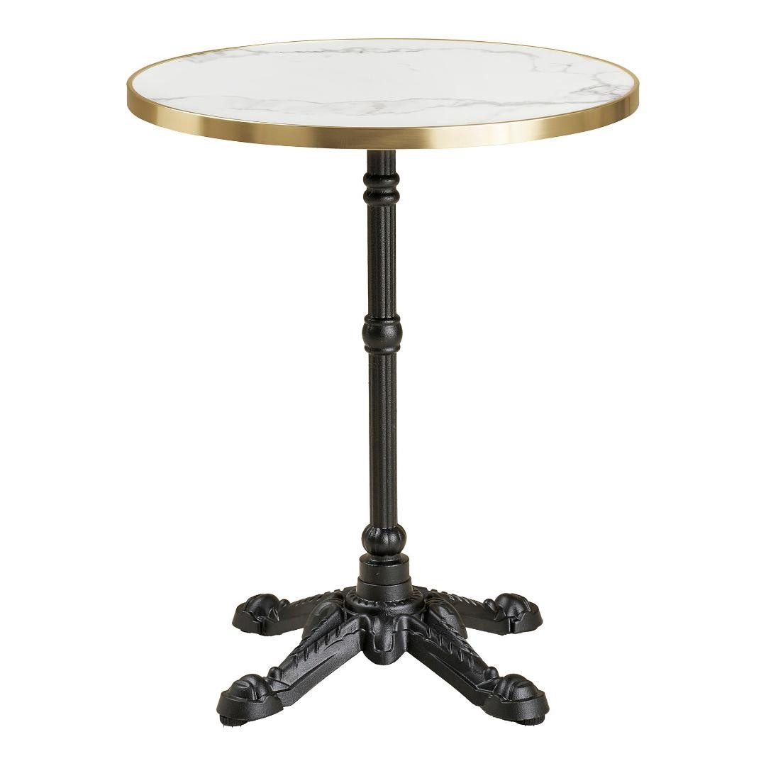 ebuy24 Bistrotisch Trine CaféTisch Ø60cm Marmor Dekor weiß.