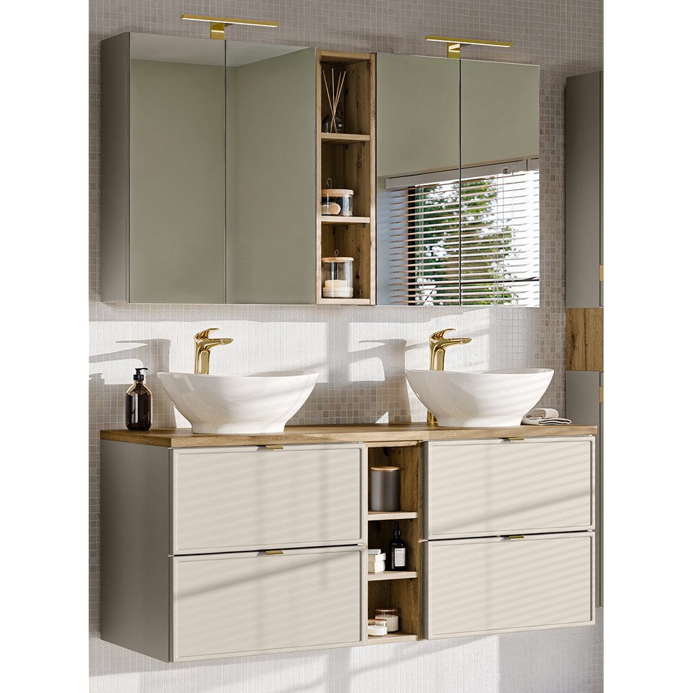 Lomadox Badmöbel-Set BIBIONE-56, (Spar-Set, 2-St., Spiegelschrank Doppelwas günstig online kaufen