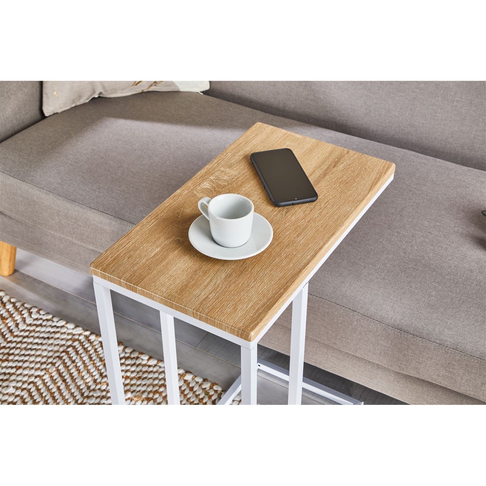 IDIMEX Beistelltisch DEBORA, Couchtisch mit Metallgestell aus MDF-Platte Sofatisch Eiche/Weiß