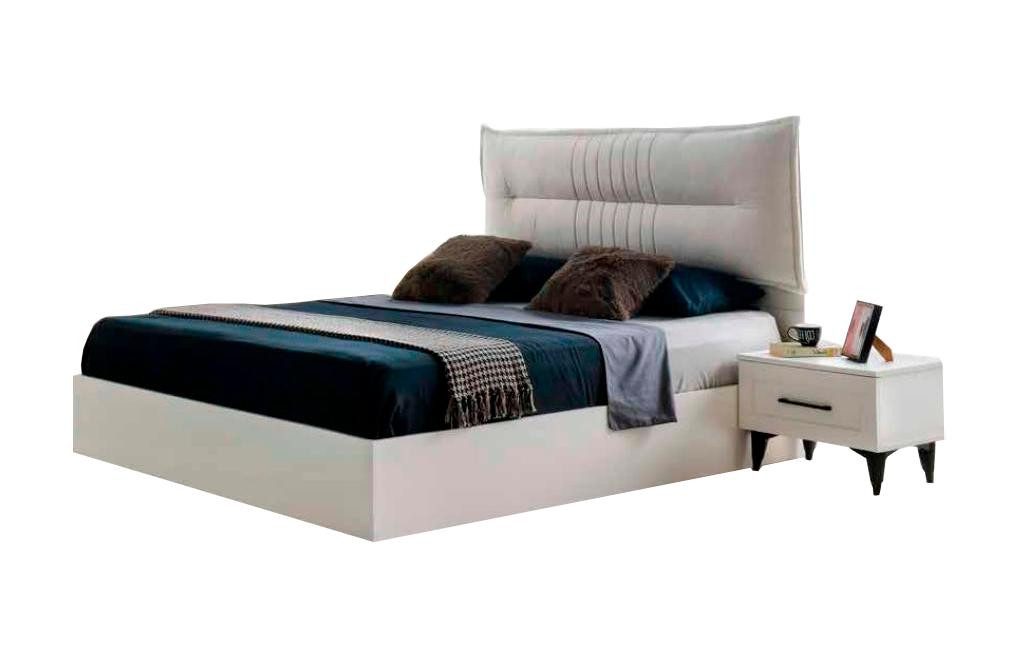 JVmoebel Bett Weiß Bett Modern Schlafzimmer Doppelbett Stoff Modern Design Stil (1-tlg., Nur Bett), Made in Europa