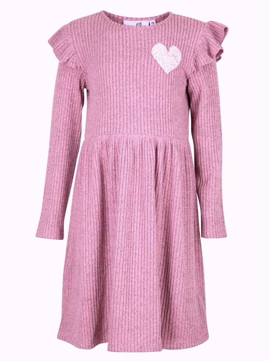 happy girls Strickkleid Strickkleid Glitzerherz (1-tlg) mit Rüsche