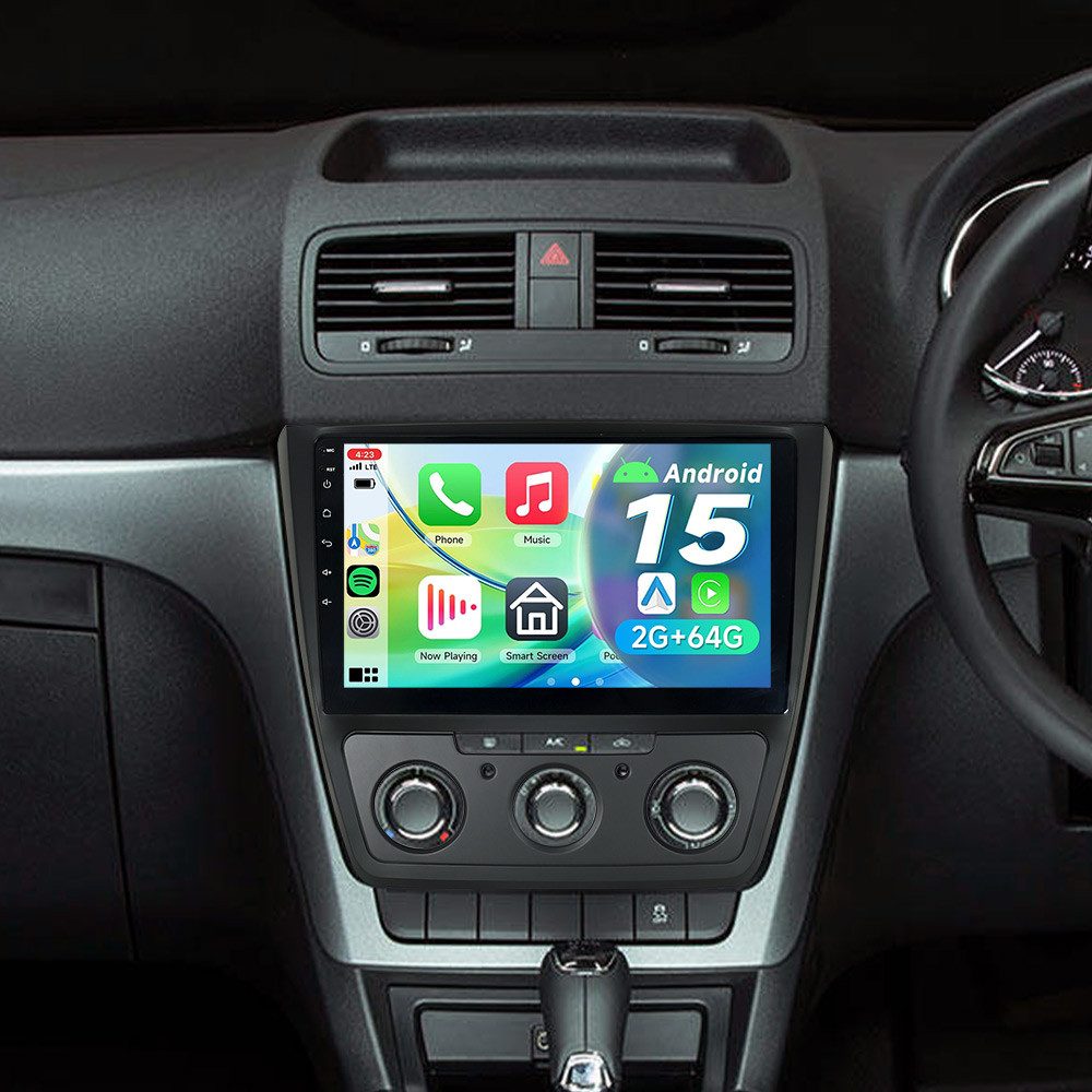 A-Sure Carplay Android 15 Autoradio GPS Navi für Skoda Yeti 5L 2009-2017 Autoradio (DSP, RDS, Digitalradio (DAB), 1280*720)