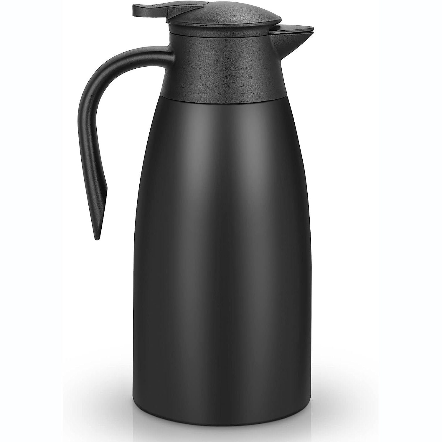 Bedee Isolierkanne 2Liter Edelstahl Isolierkanne thermoskanne Teekanne Vakuum kaffeekanne, 2 l, (Thermoskanne), mit 12 Stunden Wärmespeicherung Kältespeicher, schwarz