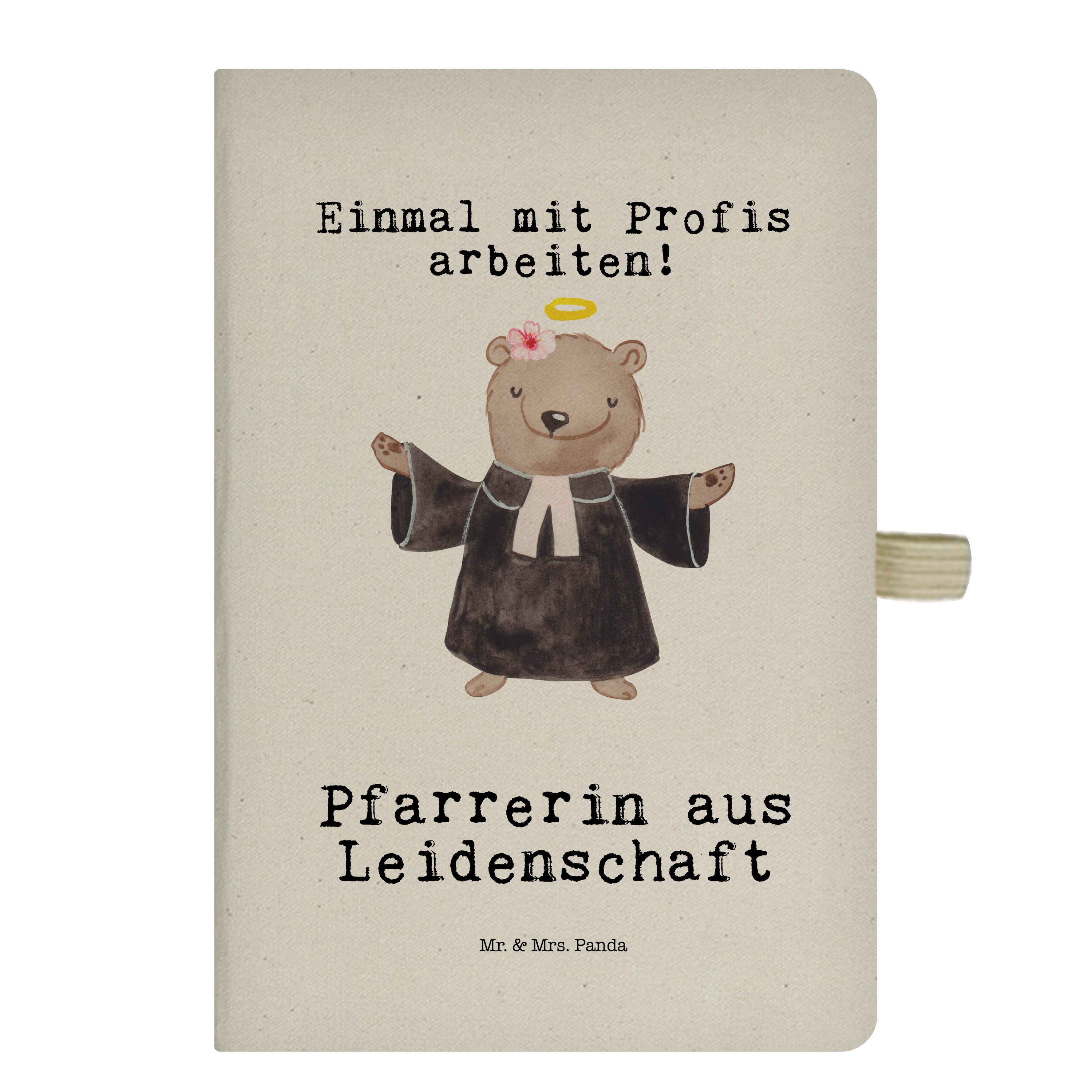 Mr. & Mrs. Panda Notizbuch Pfarrerin aus Leidenschaft - Transparent - Geschenk, Predigerin Pries Mr. & Mrs. Panda