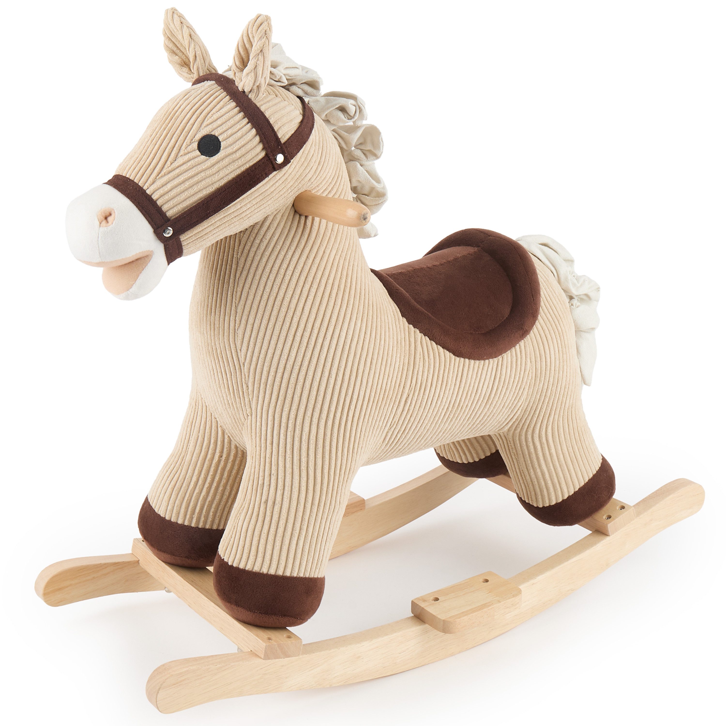 BIECO Schaukeltier Schaukelpferd Lucky aus Cord & Holz – Wippe ab 9 Monaten