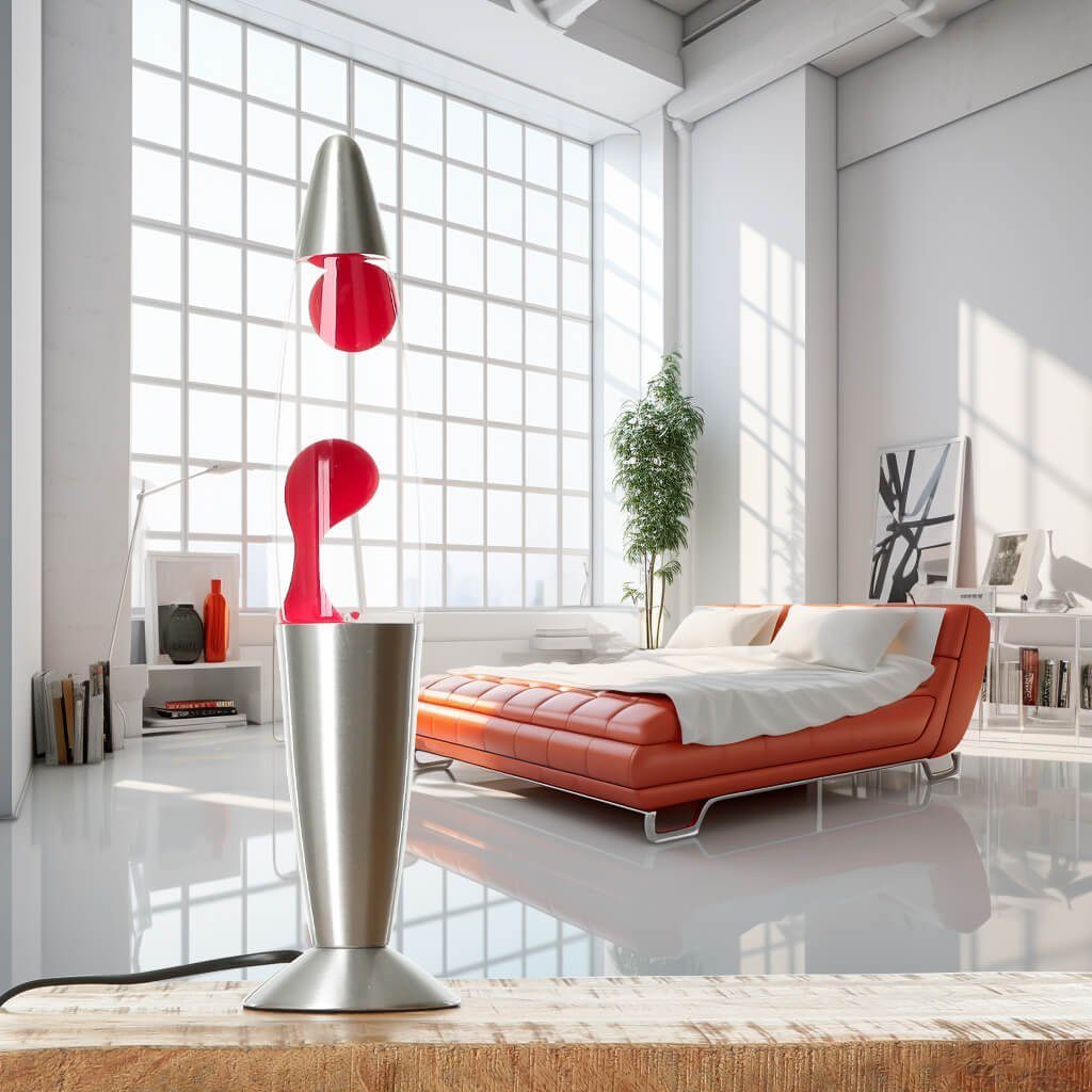 Licht-Erlebnisse Lavalampe TIMMY, Warmweiß, Tischleuchte Rot Transparent Retro mit Leuchtmittel 36 cm hoch
