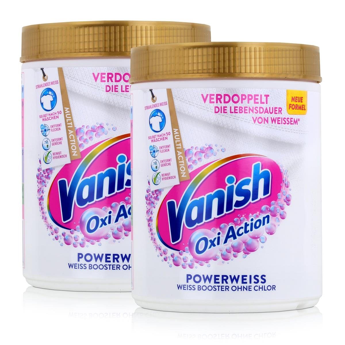 VANISH Vanish Oxi Action Wäsche Powerweiss ohne Chlor 550g Pulver (2er Pack) Spezialwaschmittel