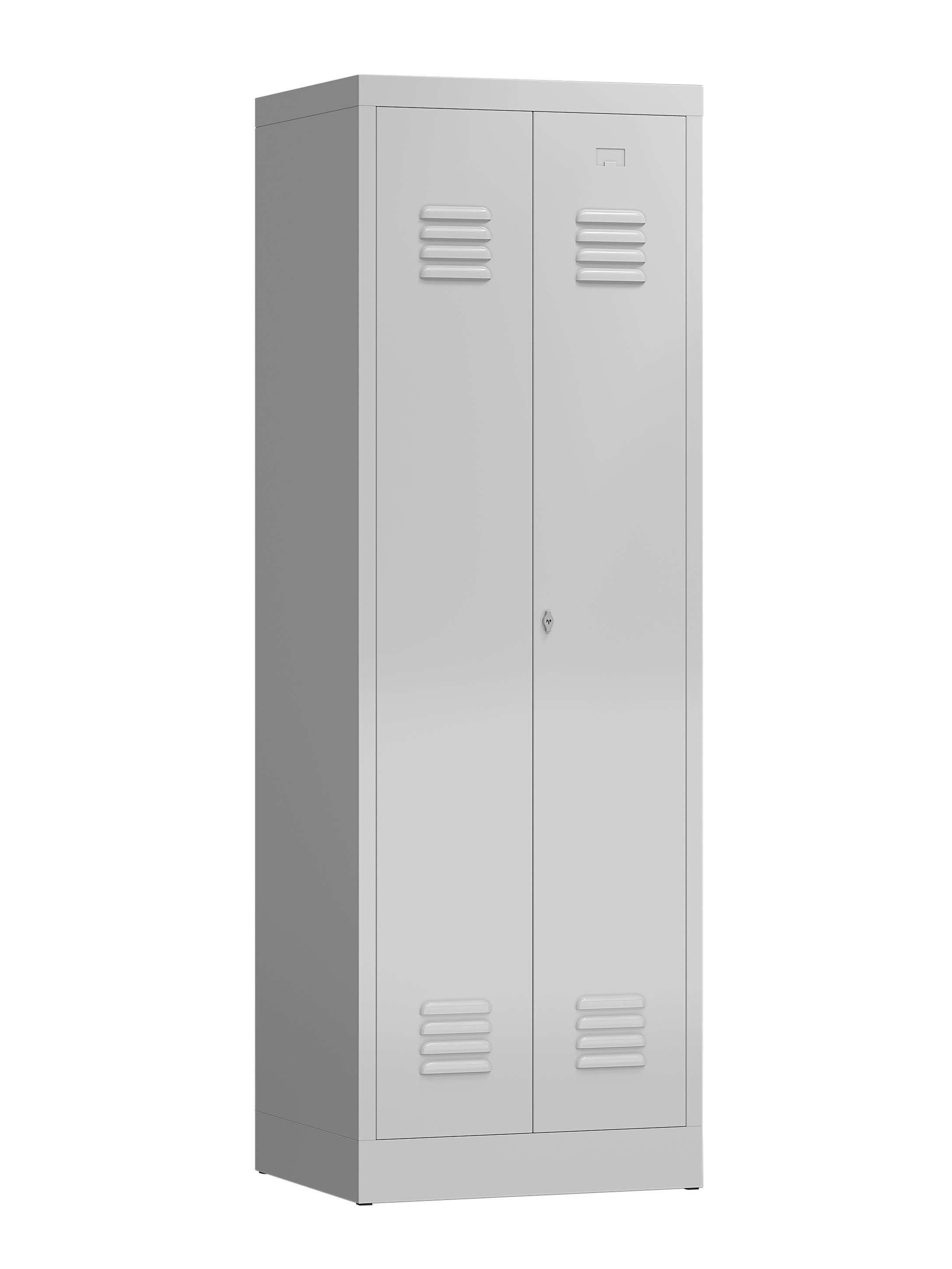 Steelboxx Spind ClassiX Garderobenschrank, 2 Abteile mittig schließend, 1800 x 590 x (1-St) Komplett verschweißt und montiert, keine Montage erforderlich Korpus: RAL 7035 Lichtgrau/ Türen: RAL 7035 Lichtgrau | RAL 7035 Lichtgrau