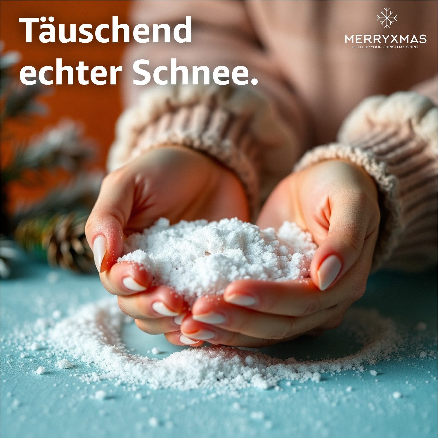MerryXmas Streudeko Kunstschnee - täuschend echt - ca. 1000 ml -flauschig Weihnachten Deko, (Packung 1-tlg)