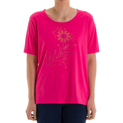 zeitlos T-Shirt zeitlos T-Shirt Kurzarm Bunte Stein Applikation Blumenmotiv Bluse