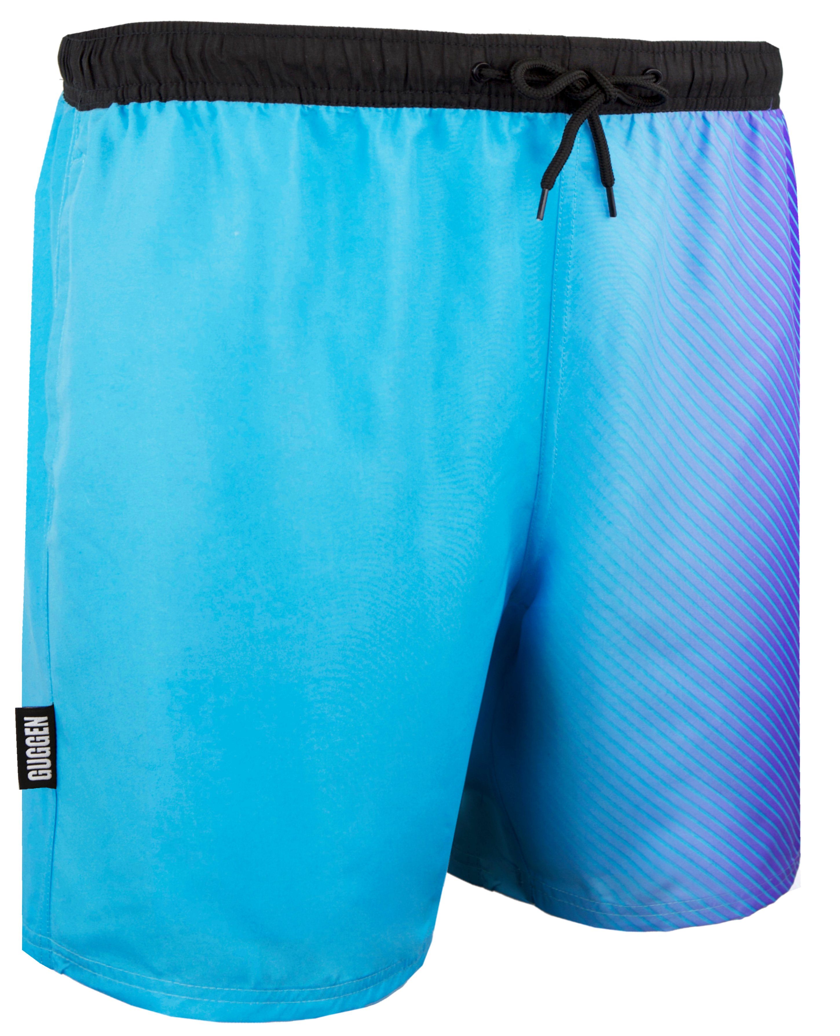 GUGGEN Mountain Badehose Badehose Herren Schnelltrocknende Badeshorts Kordelzug kariert Schnelltrocknende Badeshorts Kordelzug kariertes blaues lilanes Muster