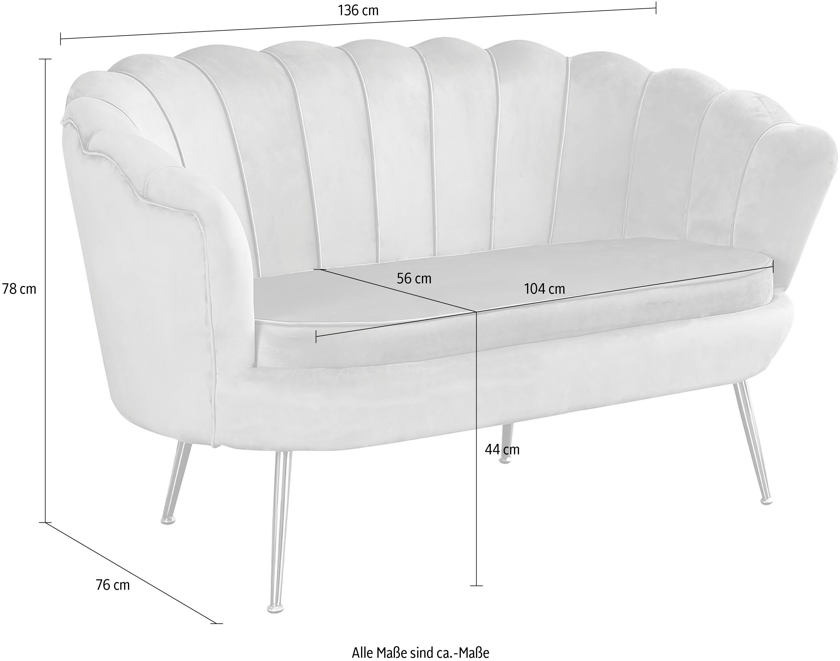SalesFever 2-Sitzer Clam, Muscheldesign, cm Rose 136 extravagantes Breite