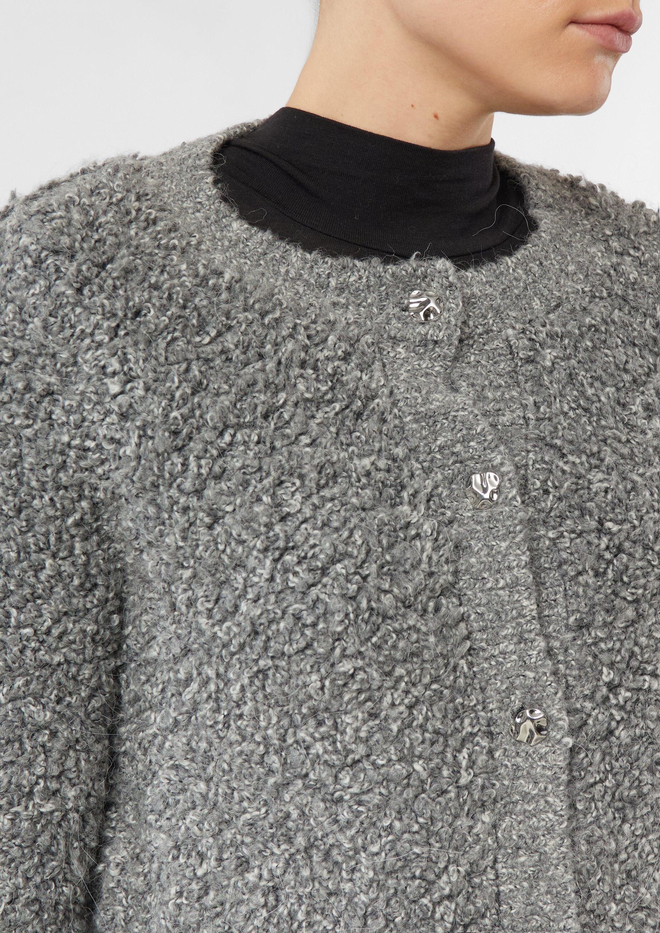 comma Cardigan Strickjacke Strickcardigan aus Bouclégarn mit Zierknöpfen
