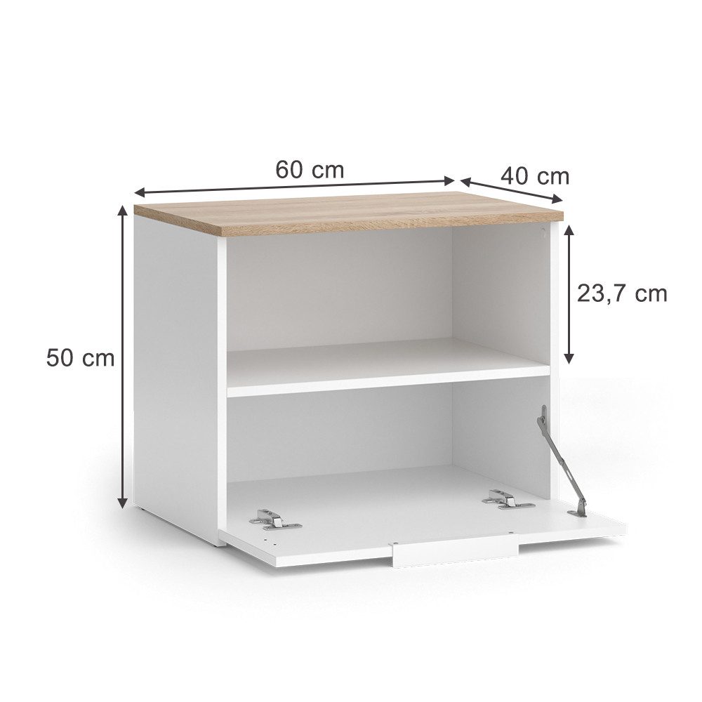 Vicco Highboard Wido, Weiß/Sonoma, 60 x 50 cm mit klappe günstig online kaufen