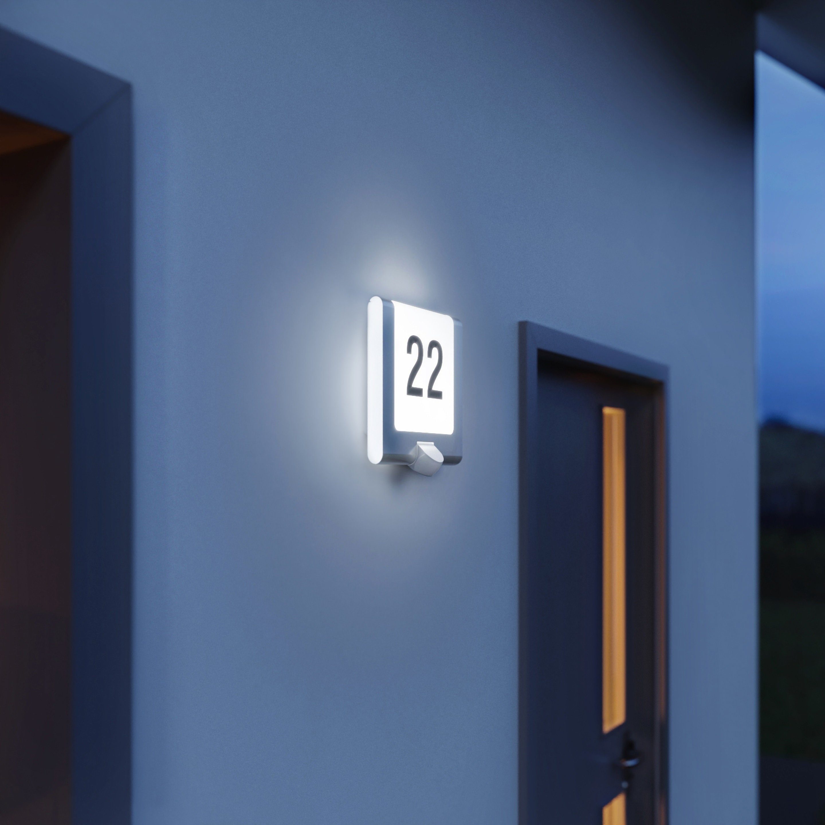 Hausnummernleuchte,Edelstahl Warmweiß, S, einstellbar, steinel LED 180° L integriert, Tageslichtsensor, Bewegungsmelder, Leuchtdauer Außen-Wandleuchte 220 Bewegungsmelder,Warmweiß,Schlagfeste fest