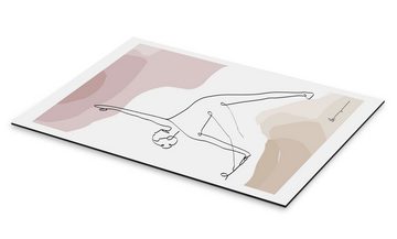 Posterlounge Alu-Dibond-Druck Yoga In Art, Dreieck Pose (Trikonasana), Fitnessraum Minimalistisch Grafikdesign