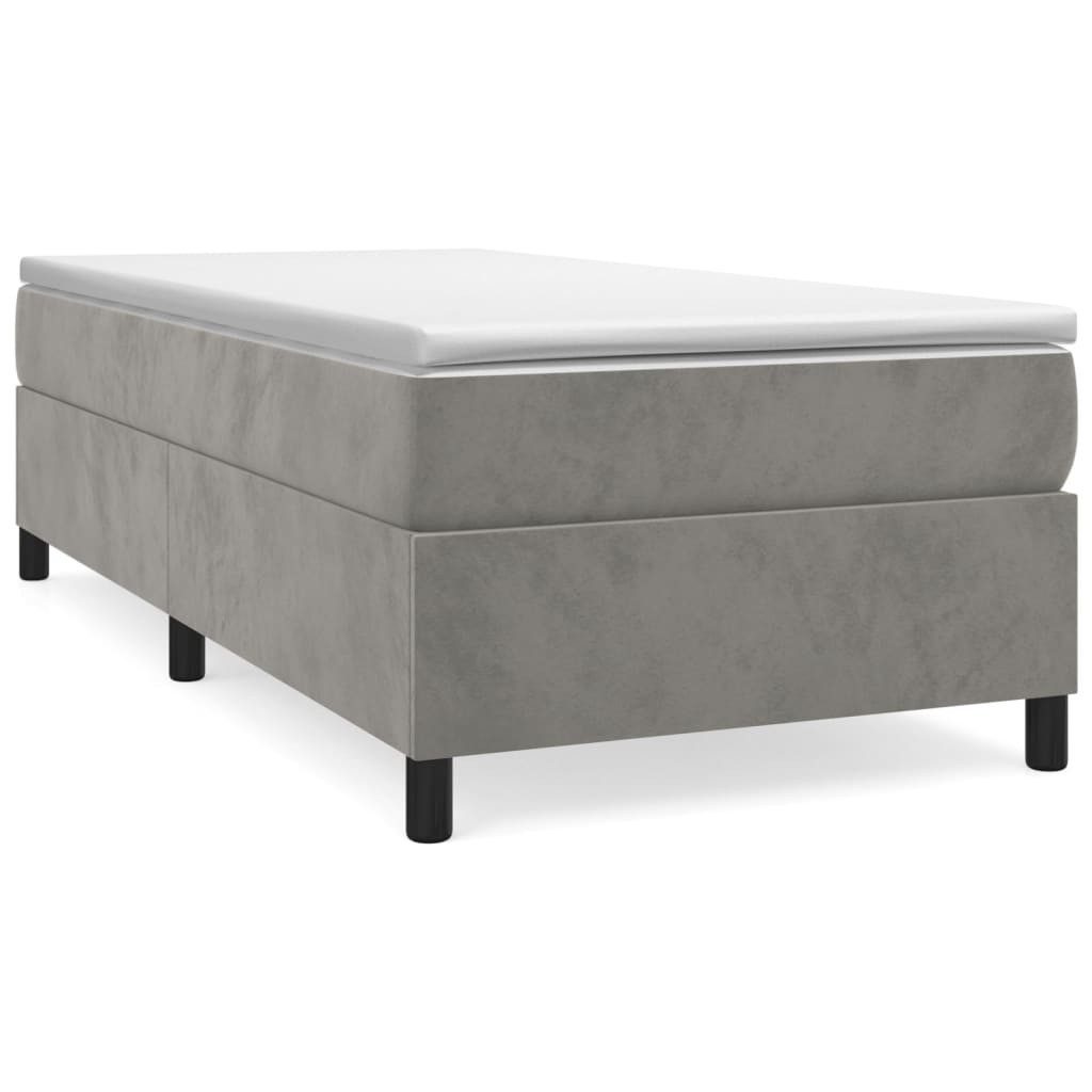 vidaXL Boxspringbett, Boxbett mit Matratze Hellgrau 90x200 cm Samt