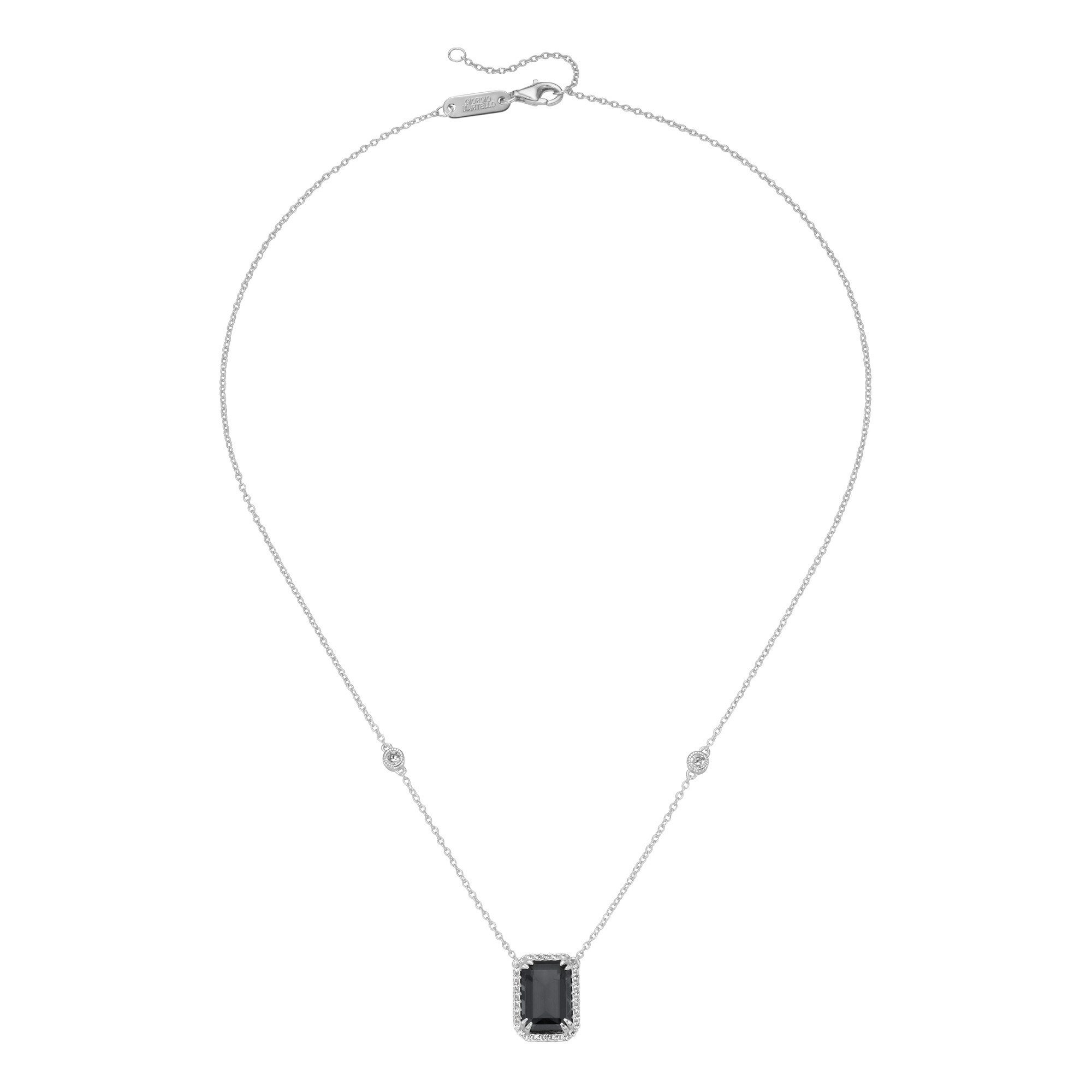 GIORGIO MARTELLO MILANO Collier mit Zirkonia und grauem Kristallstein, Silber 925
