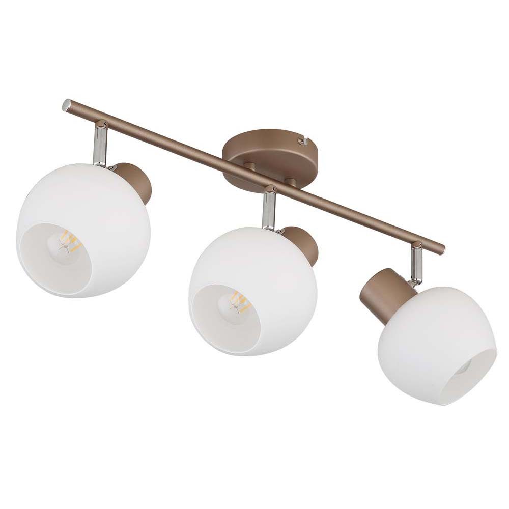 GLOBO LIGHTING Deckenleuchte, Leuchtmittel nicht inklusive, Deckenleuchte Schlafzimmerleuchte Metall kaffeefarben Glas opal L 50cm