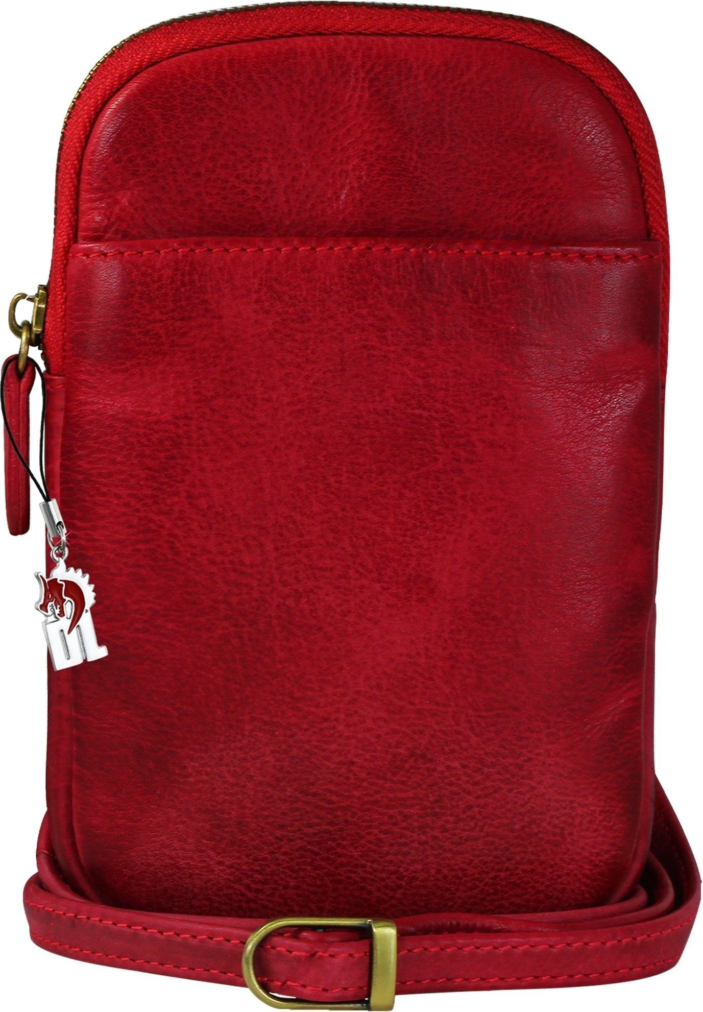 DrachenLeder Handtasche DrachenLeder Damen Handtasche Tasche rot (Handtasche), Damen, Herren Tasche aus Echtleder in rot, ca. 13cm Breite