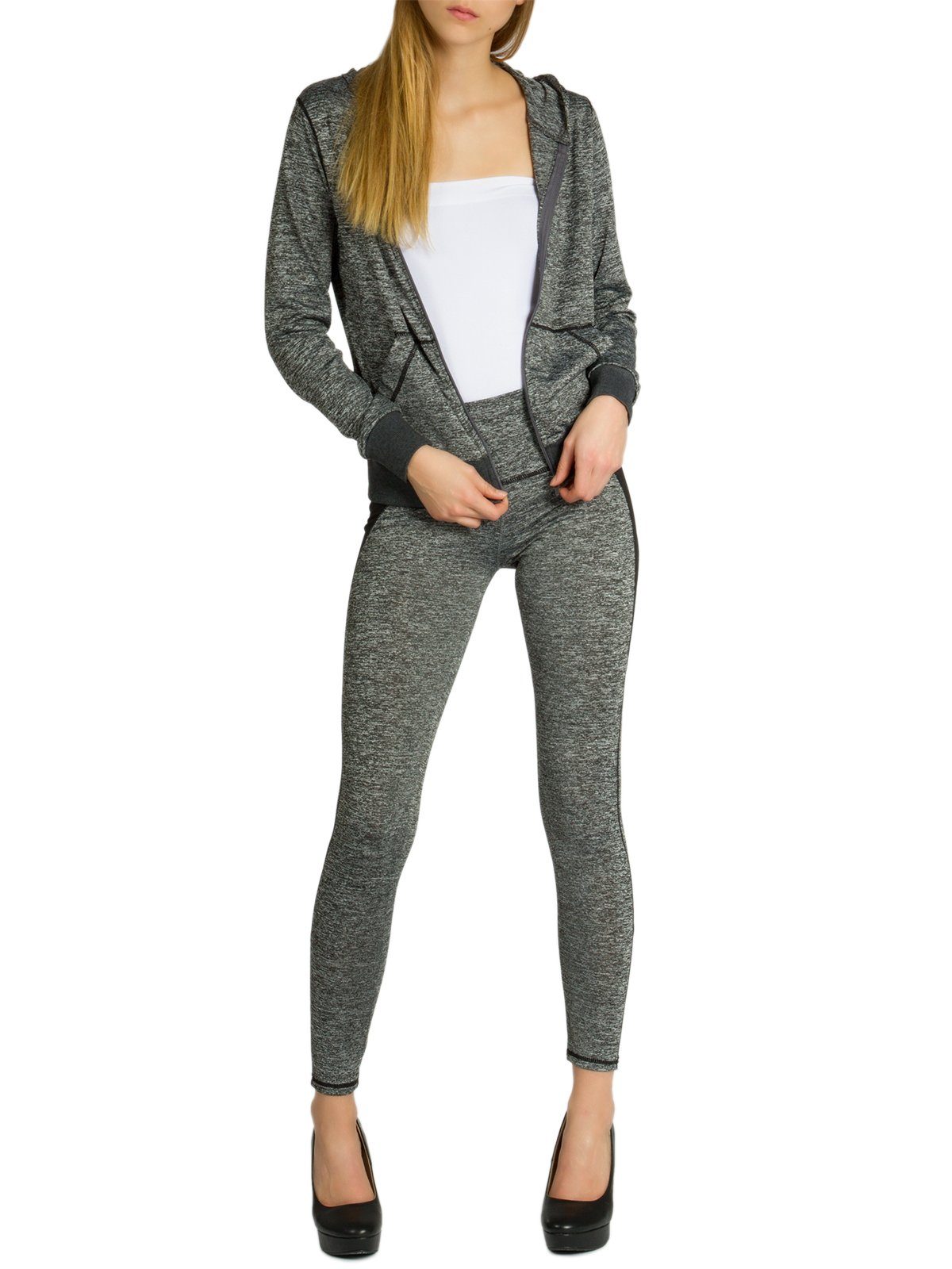Caspar Trainingsanzug JG001 stylischer Damen Jogginganzug mit Kapuze
