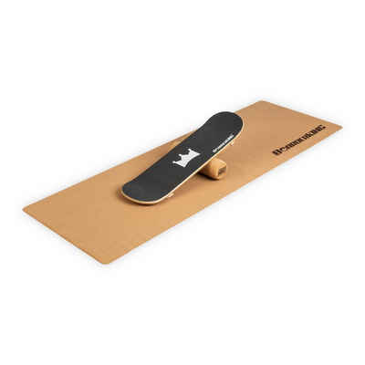BoarderKING Gleichgewichtstrainer »Indoorboard Skate Balance Board + Matte + Rolle Holz / Kork«