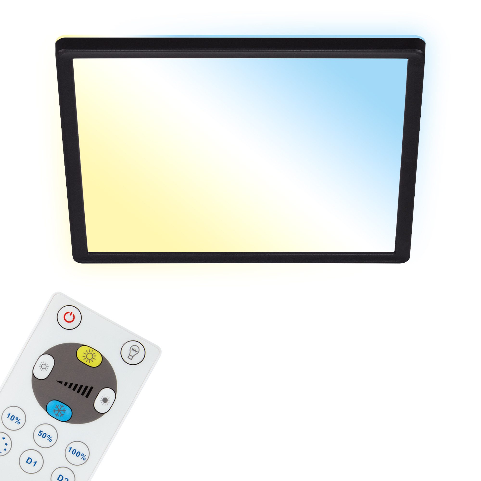Briloner Leuchten LED Panel Deckenleuchte Ultraflach Slim Schwarz Weiß, Quadratisch, LED fest integriert, CCT, Wählbar, LED Deckenlampe Schwarz/Weiß Wohnzimmer Schlafzimmer Küche