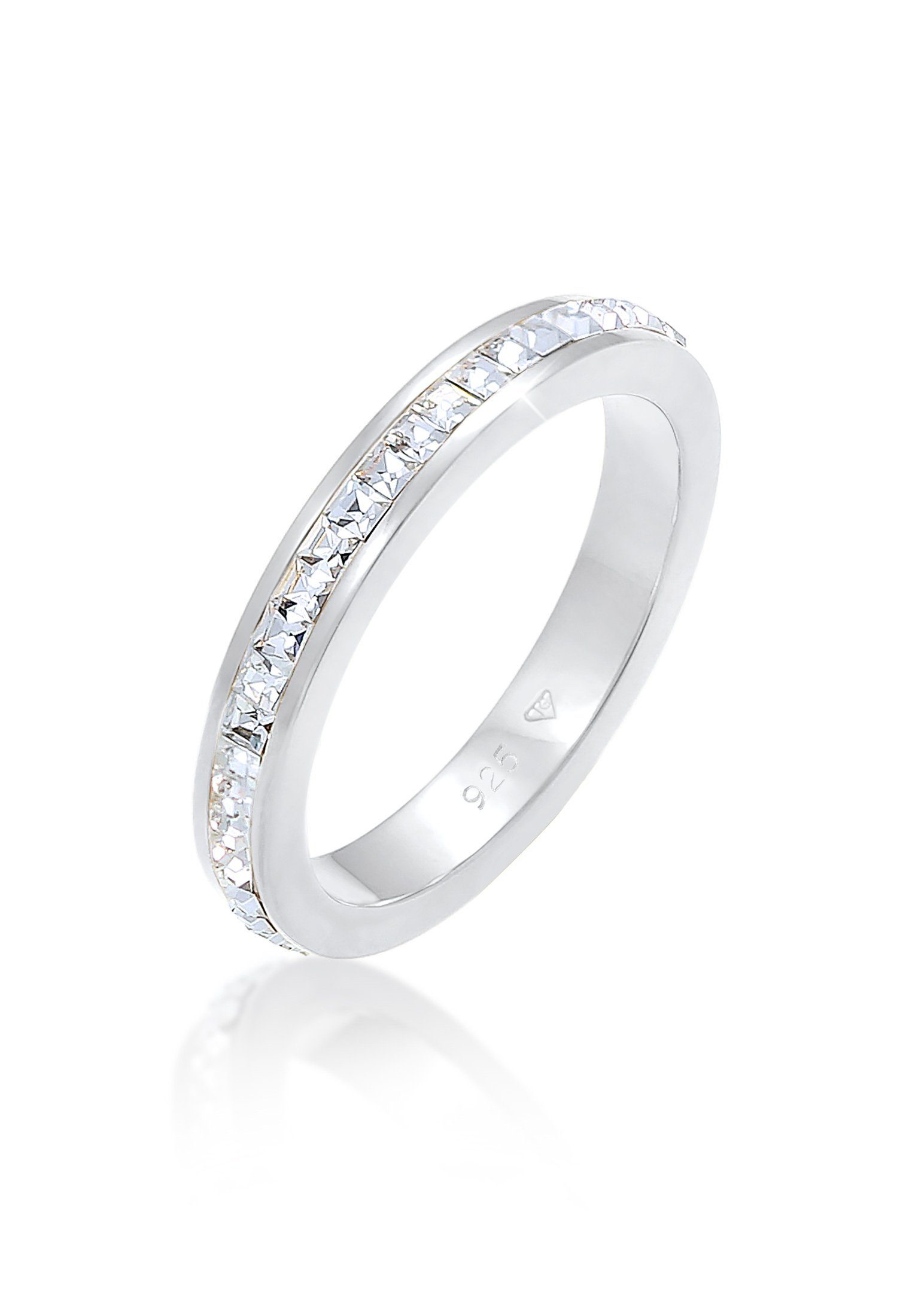 Elli Premium Fingerring Bandring Geo Shape Kristalle 925 Silber, Verlobungsring