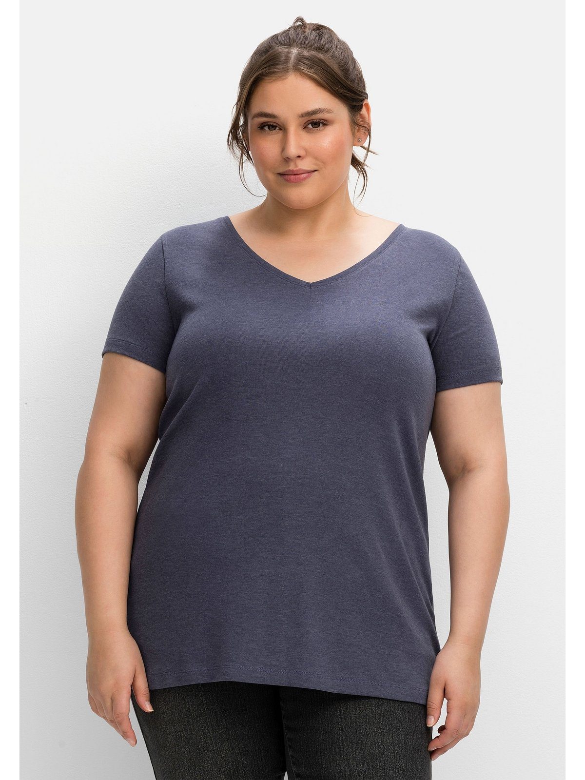 T-Shirt Sheego Große V-Ausschnitt mit Größen