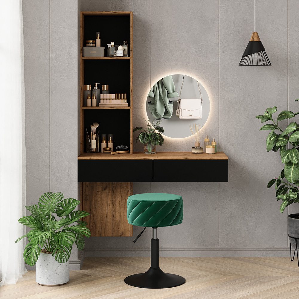 Vicco Schminktisch Melora, Eiche/Schwarz, 100 cm günstig online kaufen