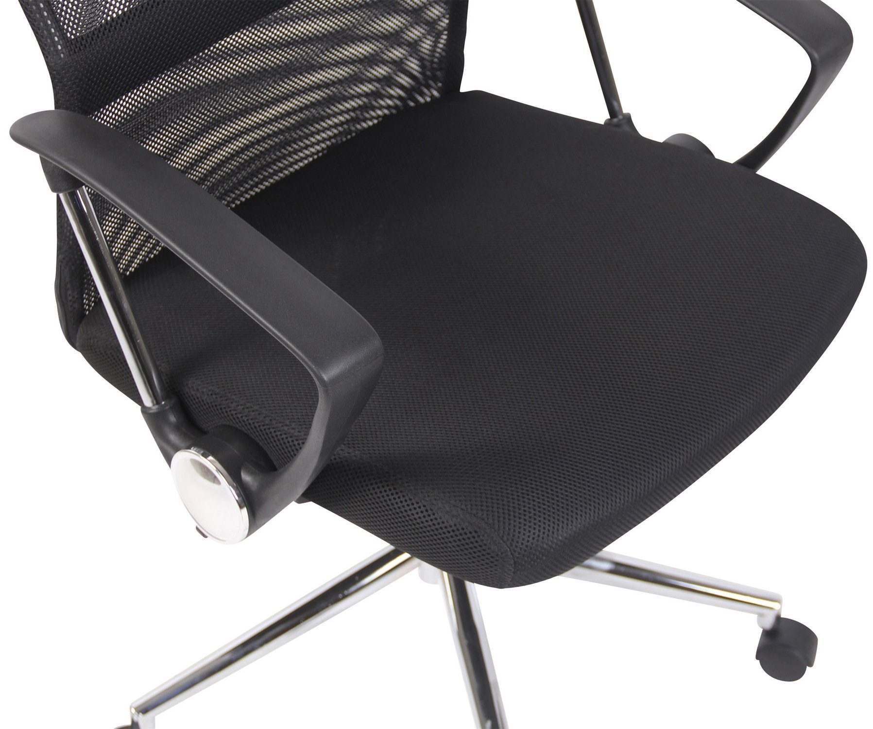 TPFLiving Bürostuhl Cordoba mit 360° chrom schwarz drehbar (Schreibtischstuhl, höhenverstellbar und Rückenlehne Chefsessel, - XXL), bequemer Bürostuhl - Gestell: Sitz: Metall Drehstuhl, Netzbezug