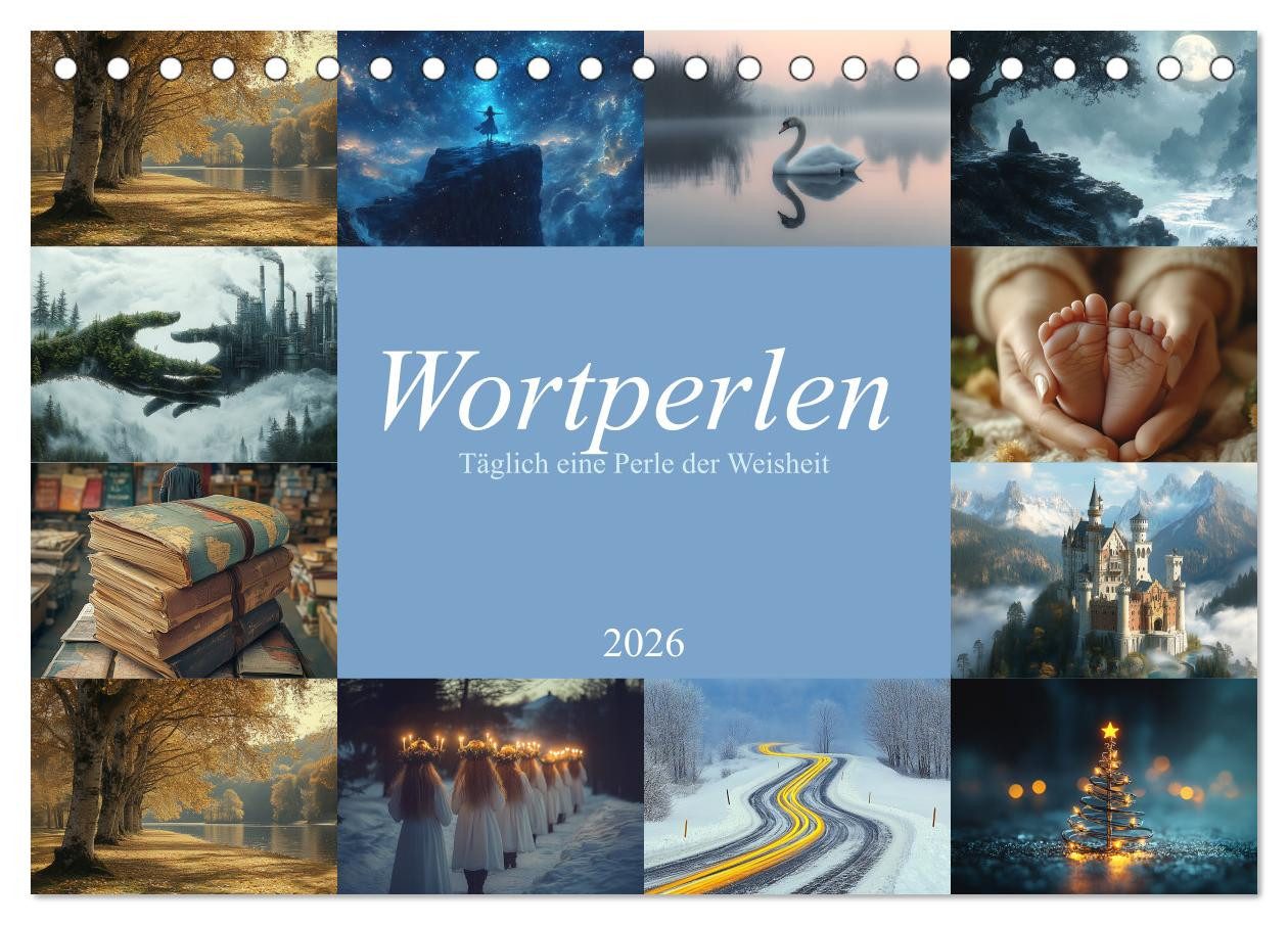 CALVENDO Wandkalender Wortperlen (Tischkalender 2026 DIN A5 quer), CALVENDO Monatskalender