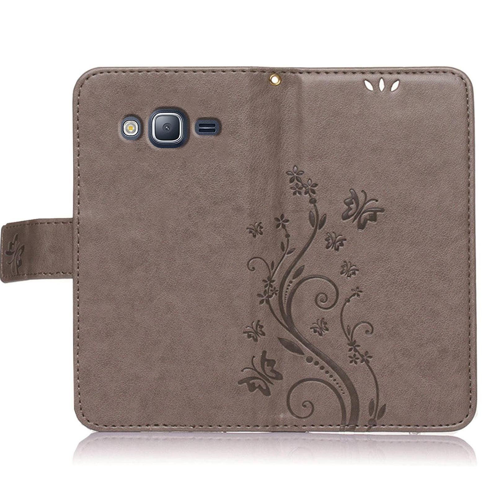 Numerva Handyhülle Bookstyle Flower für Samsung Galaxy J3 / J3 2016, Handy Tasche Schutzhülle Klapphülle Flip Cover mit Blumenmuster
