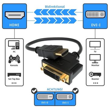 Bolwins C42 HDMI zu DVI Adapter DVI-I (24+5) Buchse auf HDMI Stecker 4K FullHD Computer-Kabel