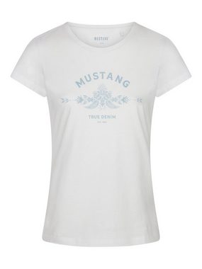 MUSTANG T-Shirt Damen Logo Printshirt Alexia C Logo Slim Fit (4-tlg) Basic Kurzarm Tee Shirt mit Rundhalsausschnitt aus 100% Baumwolle