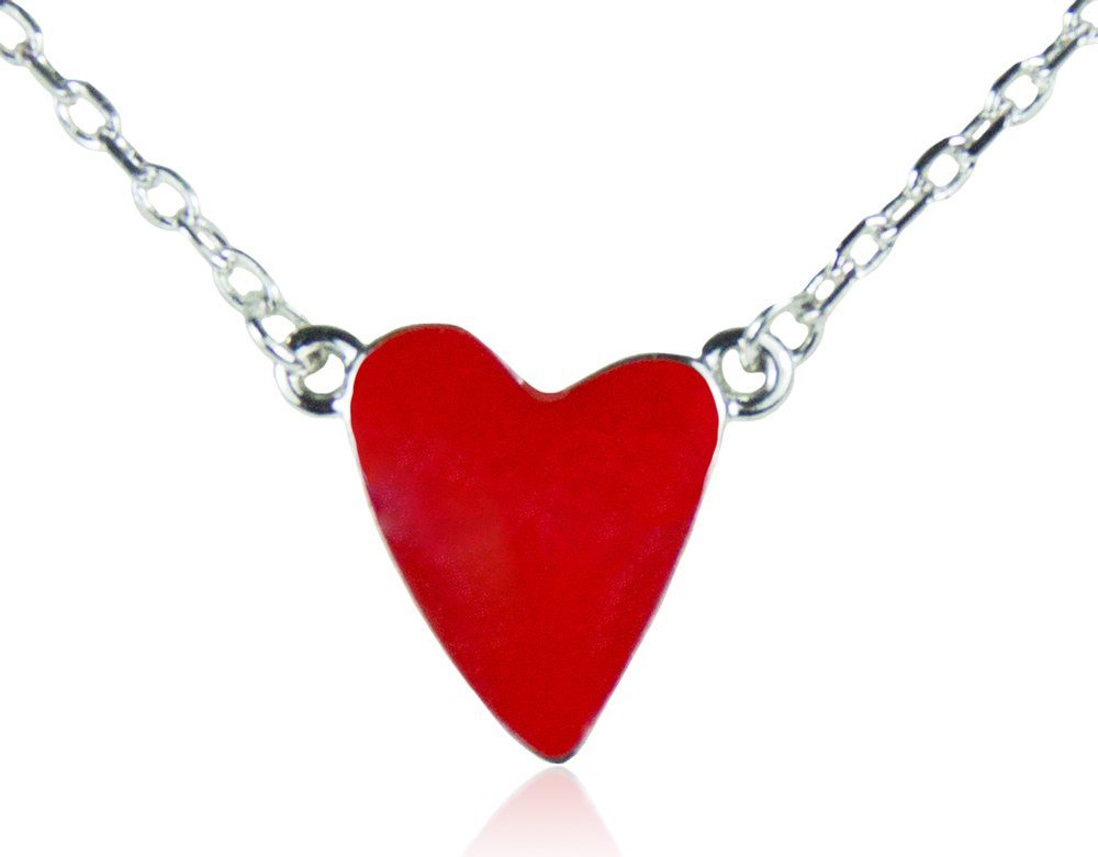 Schöner-SD Herzkette Halskette Kristall Anhänger Herz 18mm (inkl.  Schmuckbox), 925 Silber Rhodium