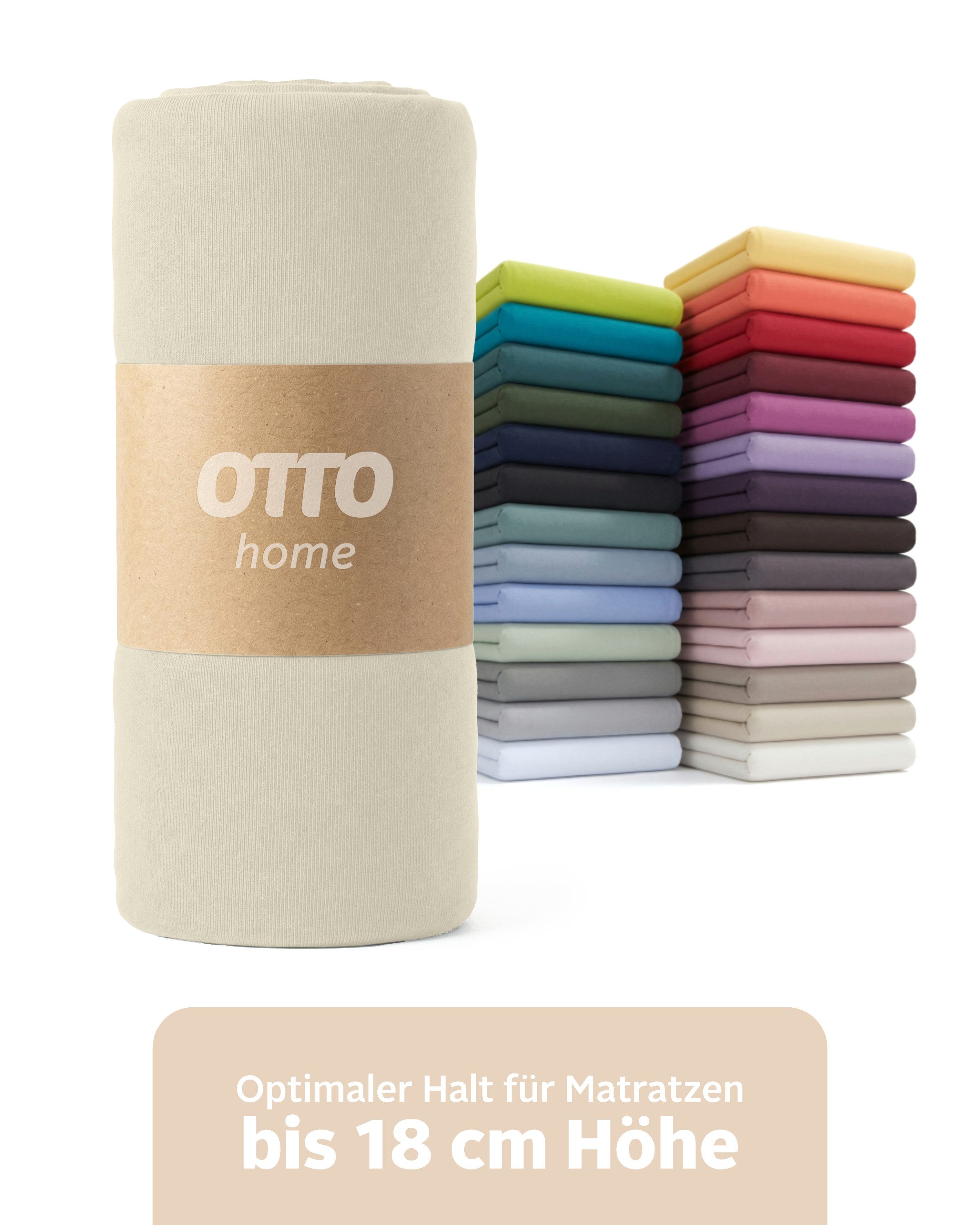 OTTO home Spannbettlaken Physalis Basic und PREMIUM Qualität, 100% Baumwolle, Jersey und Biber, Jersey (110 g/m), Gummizug: rundum, (1 Stück), Bettlaken für Matratzen bis 18 cm Höhe, Spannbetttuch, Laken