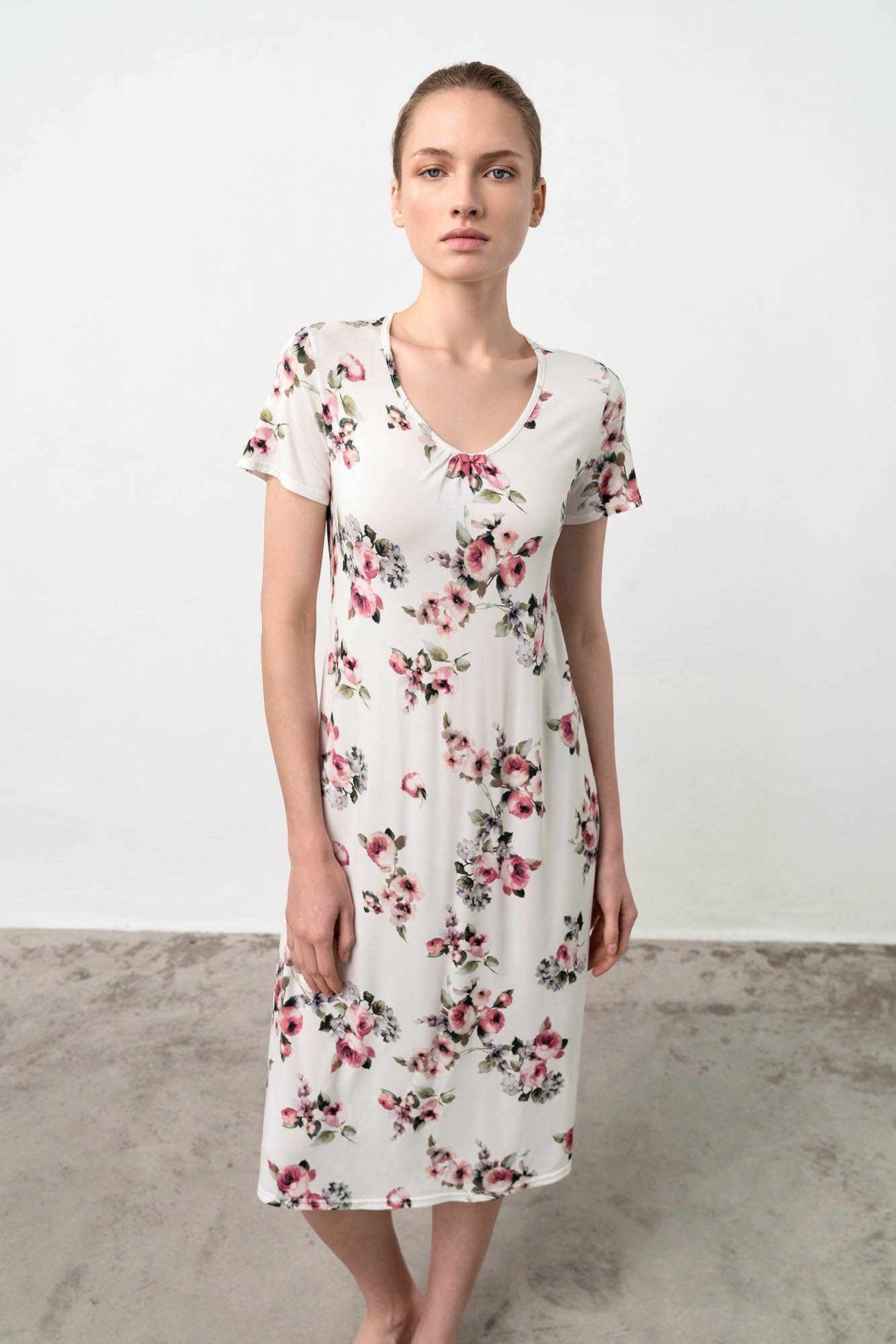rose Damen Sleepshirt 1-tlg., (Set, slate Set) Nachthemd 110cm, exquisiter Nachthemd Vamp Kurzarm,