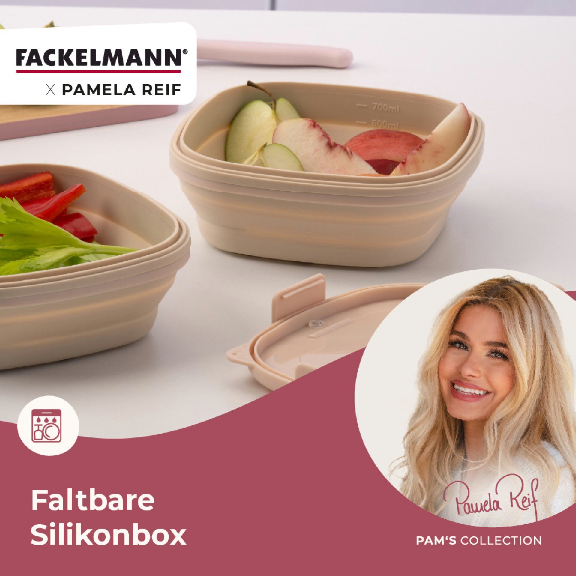 FACKELMANN Lunchbox Snacking-Box, Faltbare Brotdose, kompakt