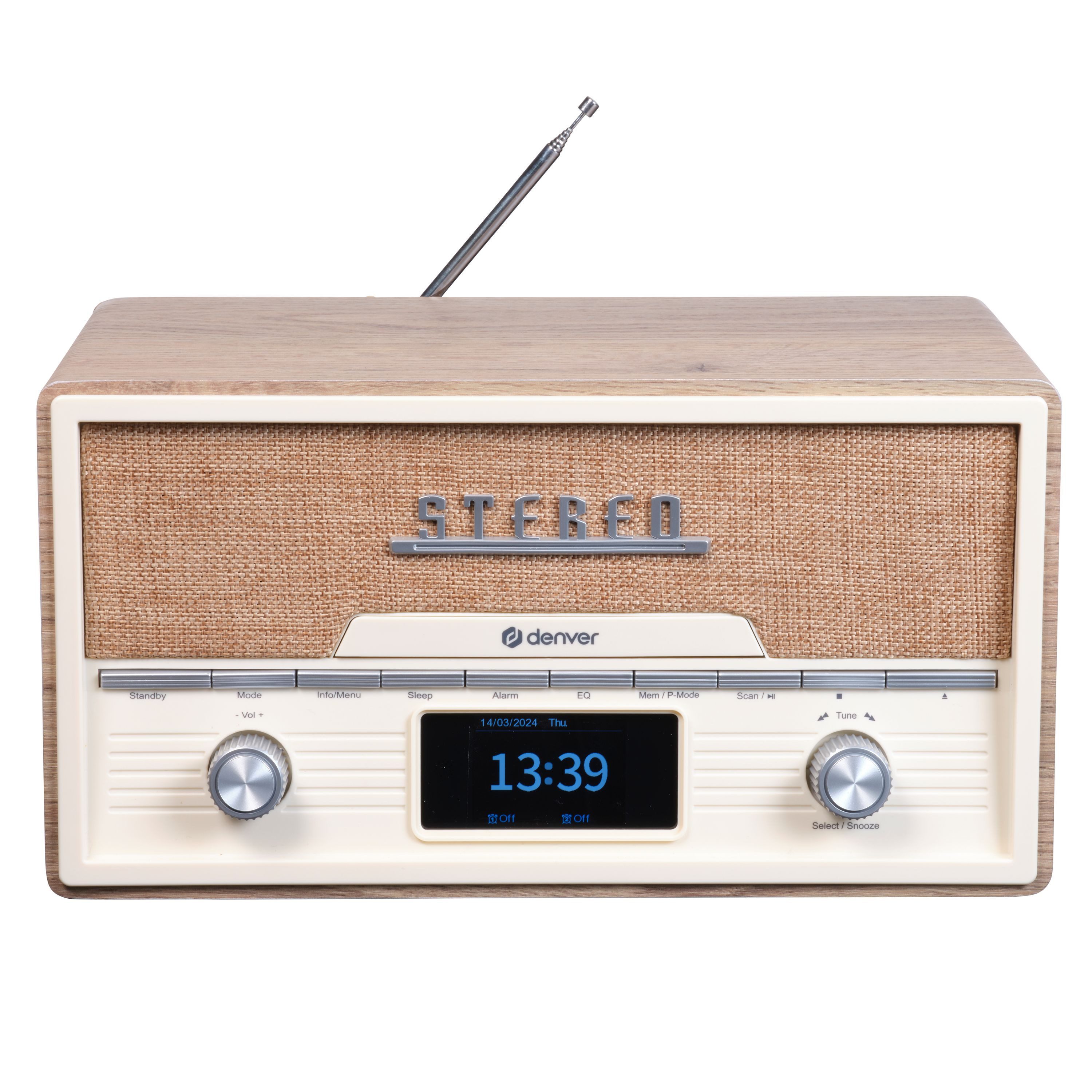 Denver MDA-525LW Stereoanlage (DAB+, FM, 10 W, Wecker (2), Snooze, 30 Presets, Teleskopantenne, Fernbedienung)