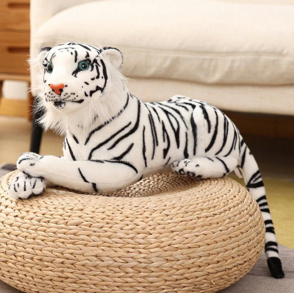 Tinisu Kuscheltier Weißer Tiger Kuscheltier - 30 cm Plüschtier Schneetiger Stofftier