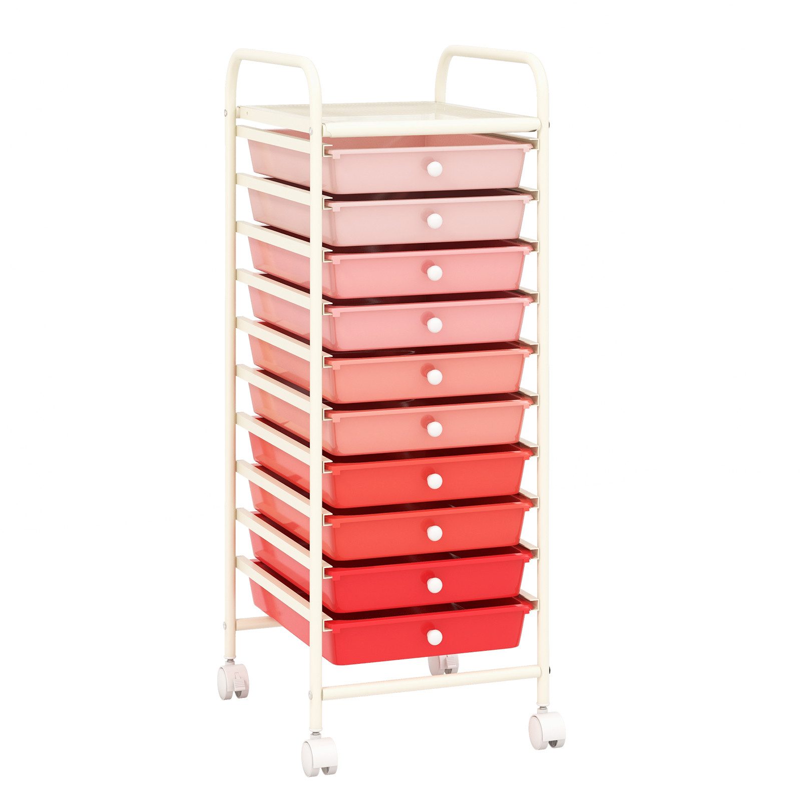 KOMFOTTEU Rollwagen Rollregal, mit 10 Schubladen, mit Rollen