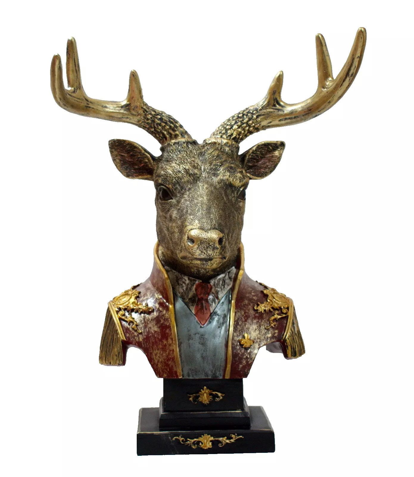 Tierfigur Hirsch Kopf Büste Geweih Deko Figur Skulptur Reh Kuh Elch Rentier