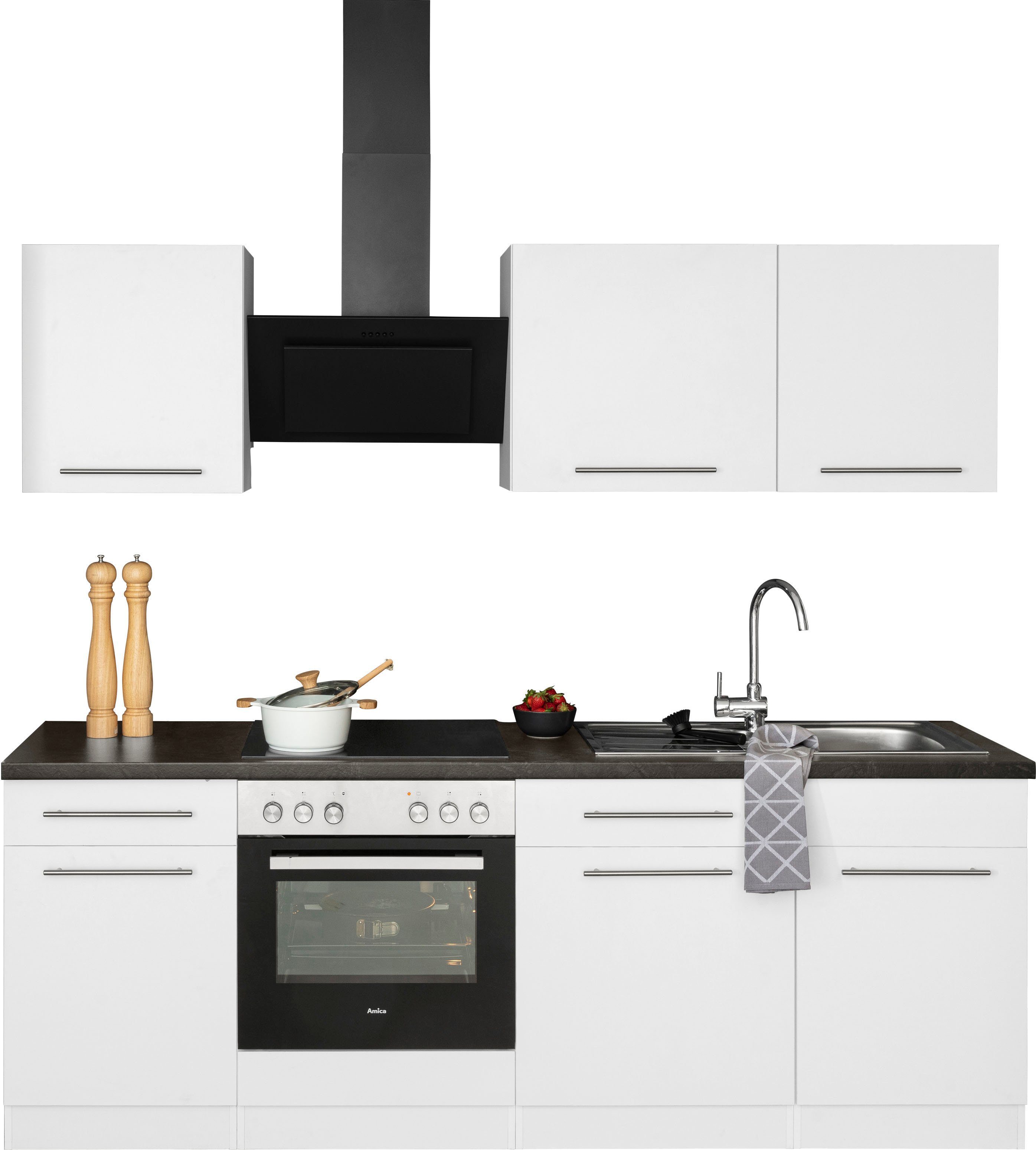 wiho Küchen Küchenzeile Unna, ohne E-Geräte, Breite 220 cm, Wahlweise mit  Aufbauservice