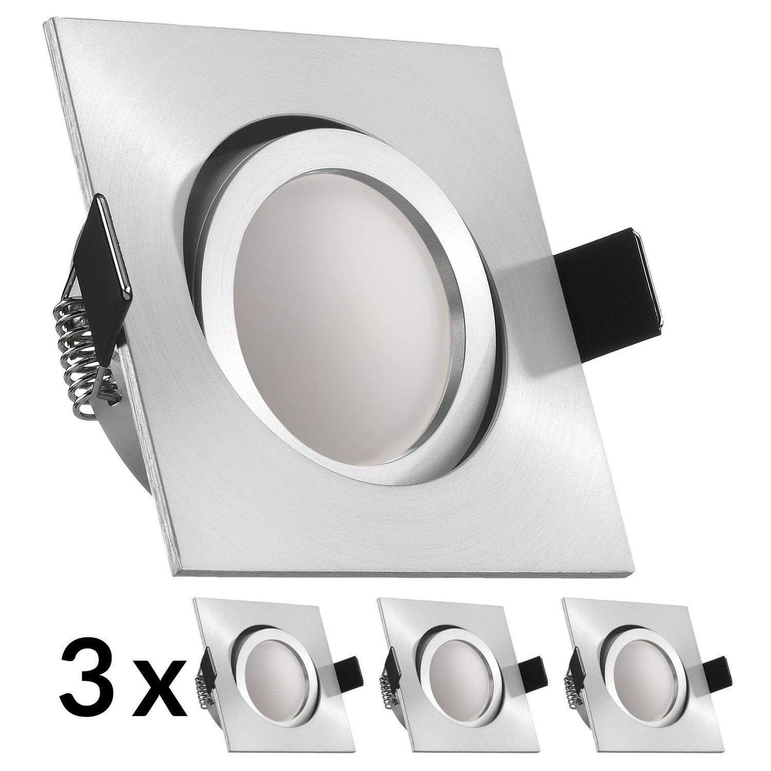LEDANDO LED Aluminium Einbaustrahler Set mit Einbaustrahler GU10 Markenstr matt LED LED 3er 4000K