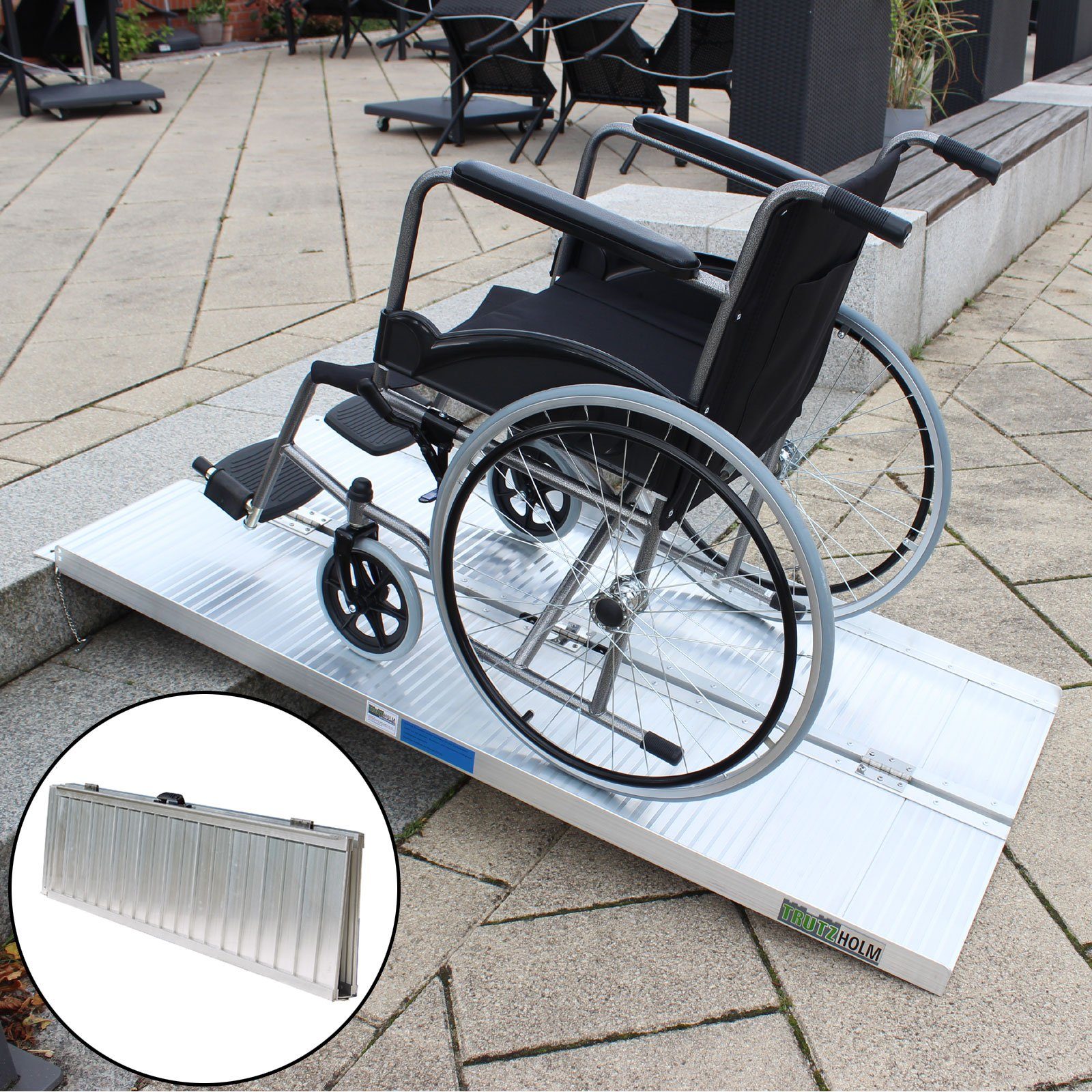 TRUTZHOLM Auffahrrampe Rollstuhlrampe klappbar verschiedene Größen von 61 -213 cm (Produkt, 1-St)