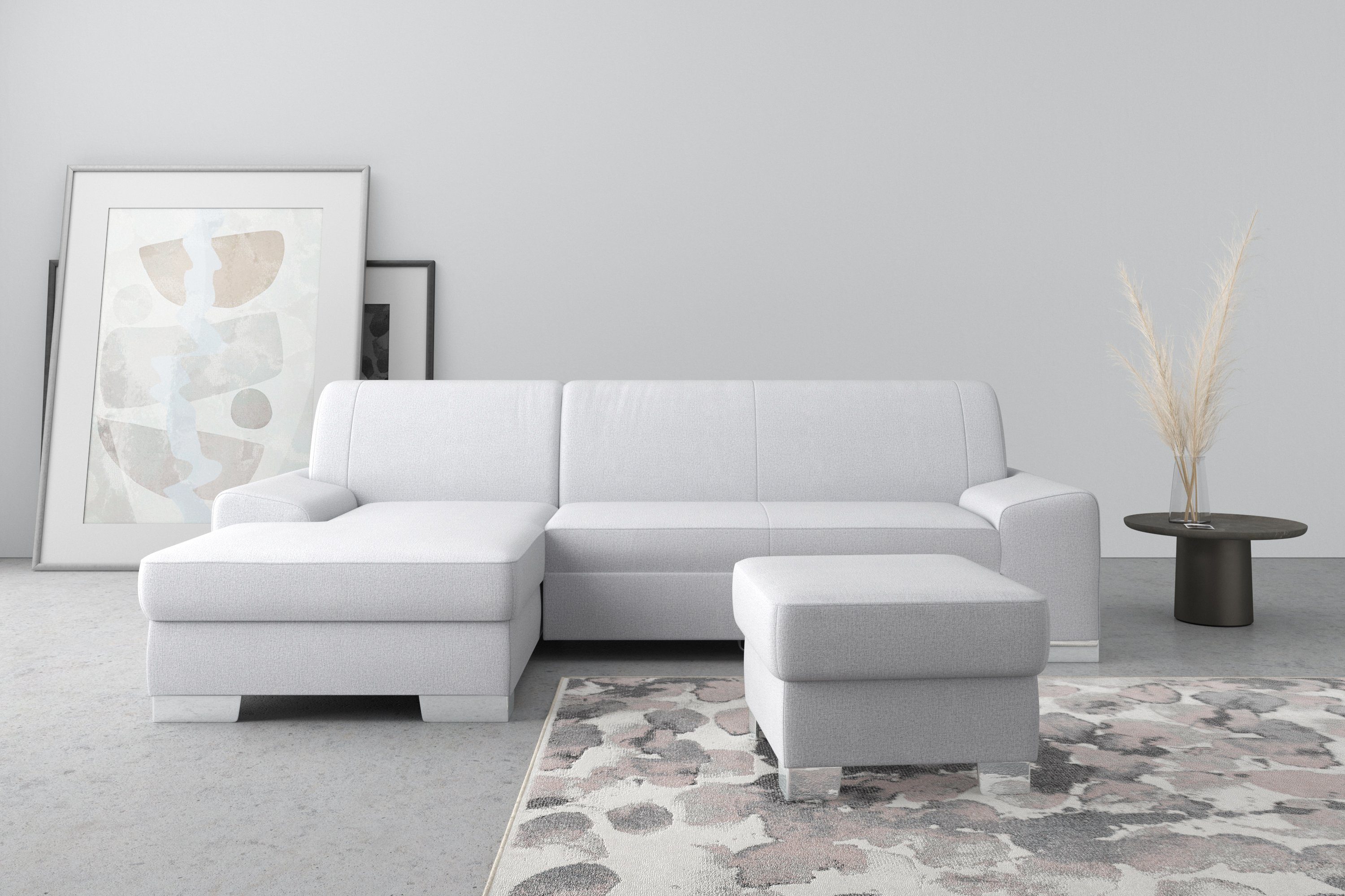 DOMO collection Ecksofa Anzio, wahlweise mit Bettfunktion und Federkern,  Recamiere links oder rechts bestellbar