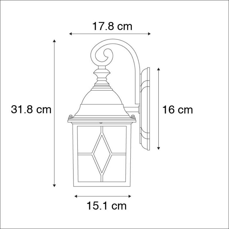 Qazqa Außen-Wandleuchte London, ohne Leuchtmittel, Warmweiß, QAZQA Außen Wand leuchte, e27, Bronze, Aluminium, Landhaus – Bild 2 von 5