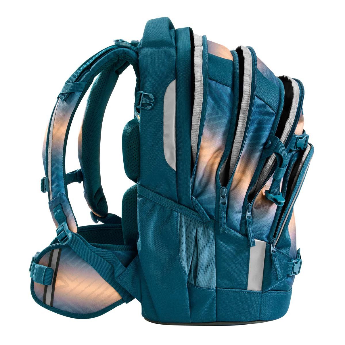 coocazoo Schulranzen Schulrucksack MATE Pacific Tribes 3-teilig (3-teilig), ergonomisch, Körpergröße: 135 - 180 cm, Easy-Grow-System